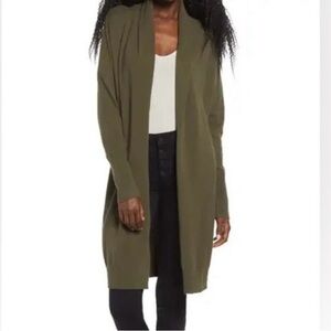 Leith Olive Open-Front Cardigan